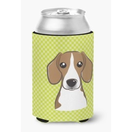 Checkerboard Lime Green Beagle Can Or Bottle Hugger Bb1301Cc