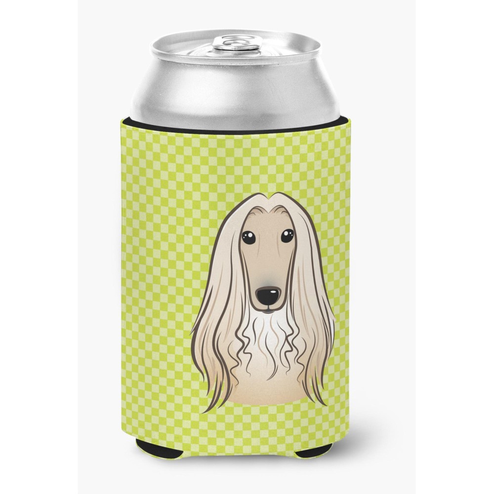 Checkerboard Lime Green Afghan Hound Can Or Bottle Hugger Bb1306Cc