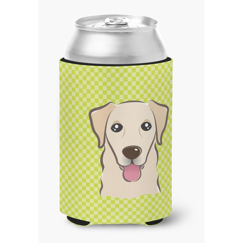 Checkerboard Lime Green Golden Retriever Can Or Bottle Hugger Bb1314Cc