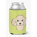 Checkerboard Lime Green Buff Poodle Can Or Bottle Hugger Bb1320Cc