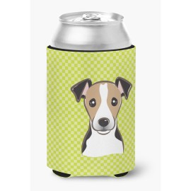 Checkerboard Lime Green Jack Russell Terrier Can Or Bottle Hugger Bb1323Cc