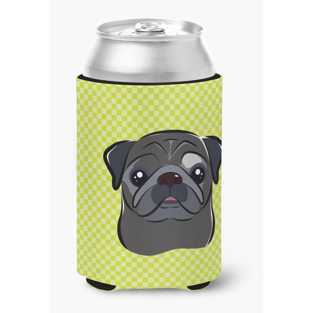 Checkerboard Lime Green Black Pug Can Or Bottle Hugger Bb1325Cc