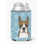 Caroline'S Treasures Snowflake Boxer Can/Bottle Hugger, Multicolor