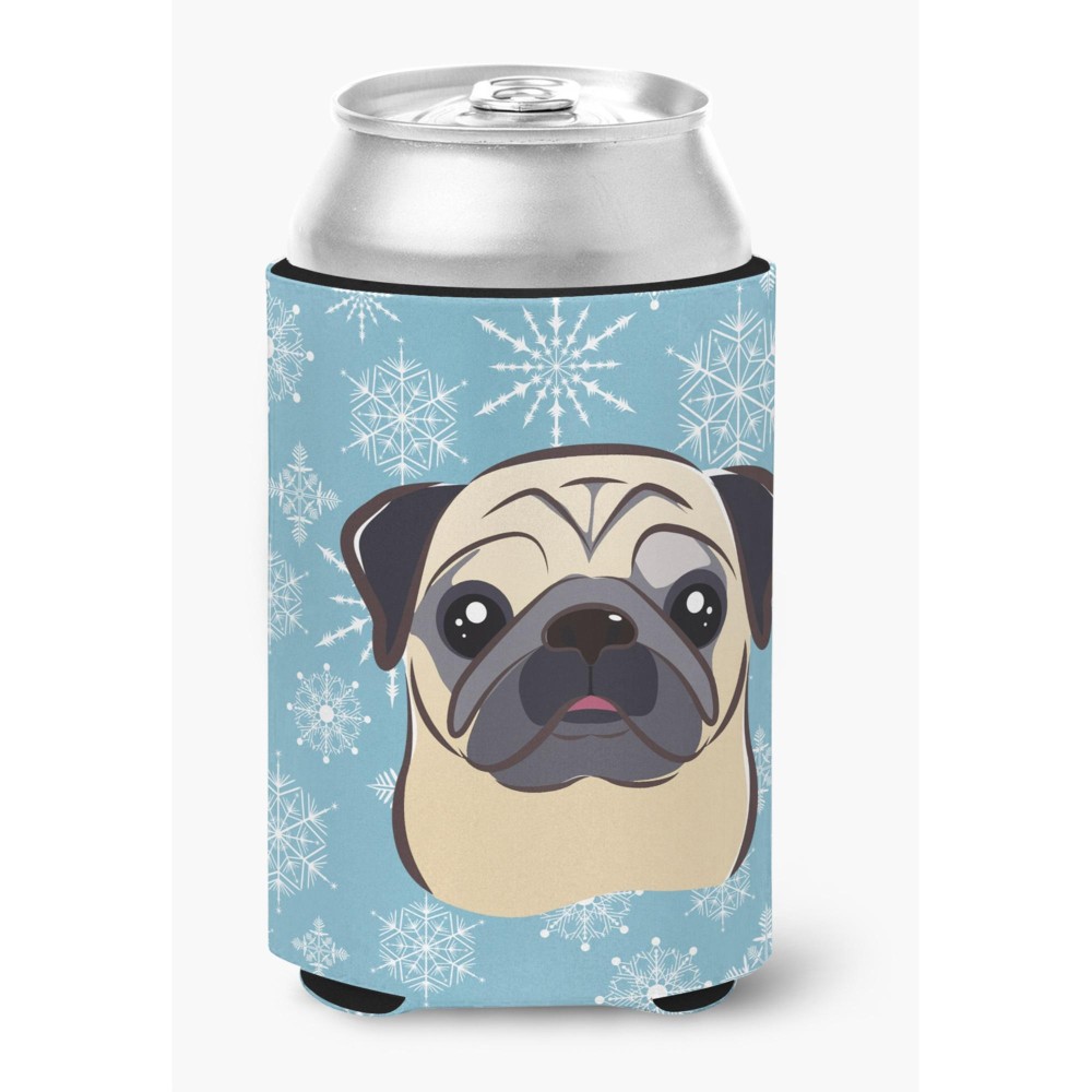 Caroline'S Treasures Snowflake Fawn Pug Can/Bottle Hugger, Multicolor