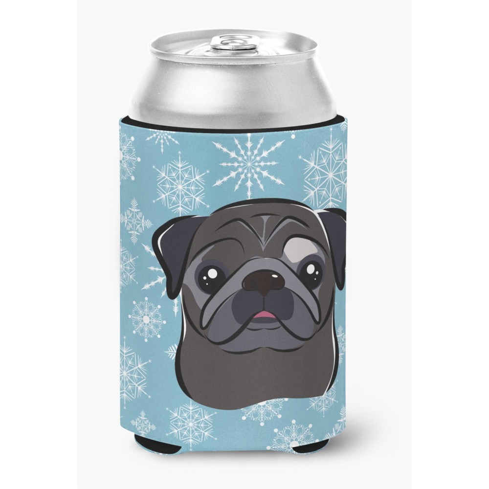 Caroline'S Treasures Snowflake Black Pug Can/Bottle Hugger, Multicolor