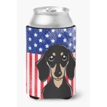 Caroline'S Treasures Bb2145Cc American Flag And Smooth Black And Tan Dachshund Can Or Bottle Hugger, Multicolor