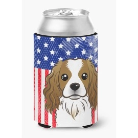 Caroline'S Treasures Bb2154Cc American Flag And Cavalier Spaniel Can Or Bottle Hugger, Multicolor