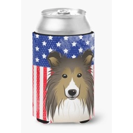 Caroline'S Treasures Bb2172Cc American Flag And Sheltie Can Or Bottle Hugger, Multicolor