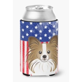 Caroline'S Treasures Bb2178Cc American Flag And Papillion Can Or Bottle Hugger, Multicolor