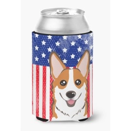 Caroline'S Treasures Bb2184Cc American Flag And Red Corgi Can Or Bottle Hugger, Multicolor