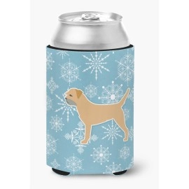 Caroline'S Treasures Winter Snowflake Border Terrier Can Or Bottle Hugger Bb3489Cc, Can Hugger, Multicolor
