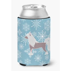 Caroline'S Treasures Winter Snowflake Chinese Crested Can Or Bottle Hugger Bb3543Cc, Can Hugger, Multicolor