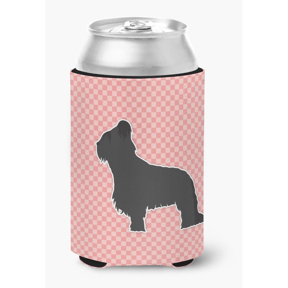 Caroline'S Treasures Briard Checkerboard Pink Can Or Bottle Hugger Bb3626Cc, Can Hugger, Multicolor