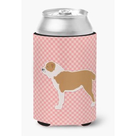 Caroline'S Treasures Central Asian Shepherd Dog Checkerboard Pink Can Or Bottle Hugger Bb3628Cc, Can Hugger, Multicolor