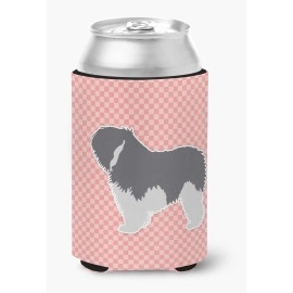 Caroline'S Treasures Bb3632Cc Polish Lowland Sheepdog Dog Checkerboard Pink Can Or Bottle Hugger, Multicolor