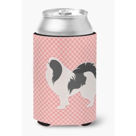 Caroline'S Treasures Japanese Chin Checkerboard Pink Can Or Bottle Hugger Bb3637Cc, Can Hugger, Multicolor