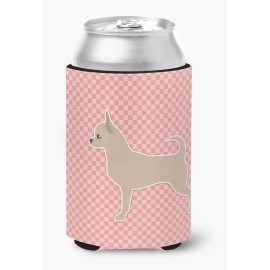 Caroline'S Treasures Chihuahua Checkerboard Pink Can Or Bottle Hugger Bb3650Cc, Can Hugger, Multicolor