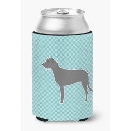 Caroline'S Treasures Irish Wolfhound Checkerboard Blue Can Or Bottle Hugger Bb3703Cc, Can Hugger, Multicolor