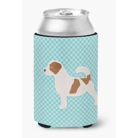Caroline'S Treasures Jack Russell Terrier Checkerboard Blue Can Or Bottle Hugger Bb3707Cc, Can Hugger, Multicolor