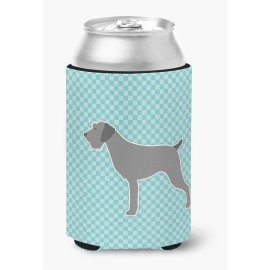 Caroline'S Treasures Bb3711Cc German Wirehaired Pointer Checkerboard Blue Can Or Bottle Hugger, Multicolor