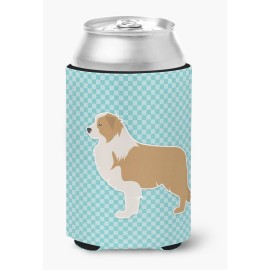 Caroline'S Treasures Red Border Collie Checkerboard Blue Can Or Bottle Hugger Bb3722Cc, Can Hugger, Multicolor