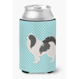 Caroline'S Treasures Japanese Chin Checkerboard Blue Can Or Bottle Hugger Bb3737Cc, Can Hugger, Multicolor