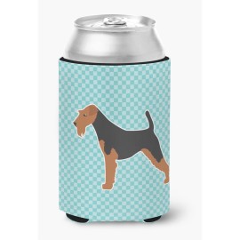Caroline'S Treasures Airedale Terrier Checkerboard Blue Can Or Bottle Hugger Bb3757Cc, Can Hugger, Multicolor