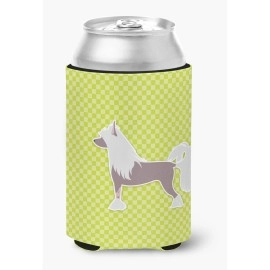 Caroline'S Treasures Chinese Crested Checkerboard Green Can Or Bottle Hugger Bb3843Cc, Can Hugger, Multicolor