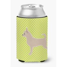 Caroline'S Treasures Chihuahua Checkerboard Green Can Or Bottle Hugger Bb3850Cc, Can Hugger, Multicolor