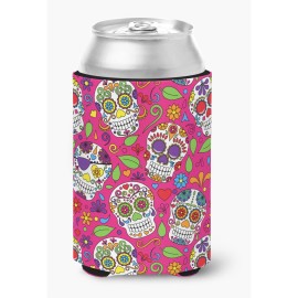 Caroline'S Treasures Day Of The Dead Pink Can Or Bottle Hugger, Can Hugger, Multicolor