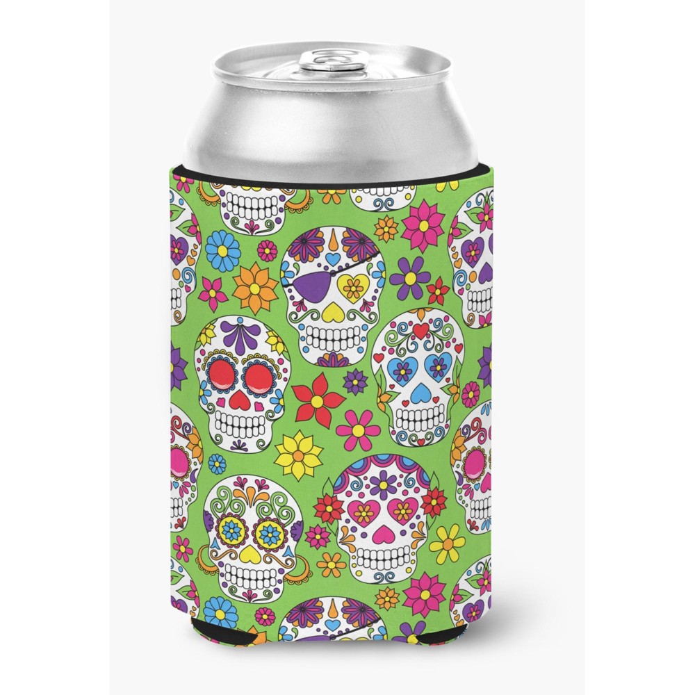 Caroline'S Treasures Day Of The Dead Green Can Or Bottle Hugger, Can Hugger, Multicolor