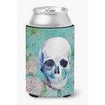 Caroline'S Treasures Day Of The Dead Teal Skull Can Or Bottle Hugger, Can Hugger, Multicolor