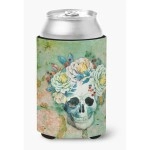 Caroline'S Treasures Day Of The Dead Skull With Flowers Can Or Bottle Hugger, Can Hugger, Multicolor