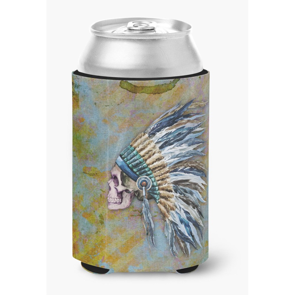 Caroline'S Treasures Day Of The Dead Indian Chief Skull Can Or Bottle Hugger, Can Hugger, Multicolor