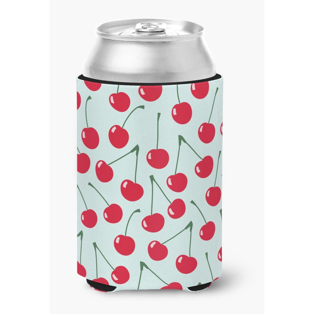 Caroline'S Treasures Cherries On Blue Can Or Bottle Hugger, Can Hugger, Multicolor