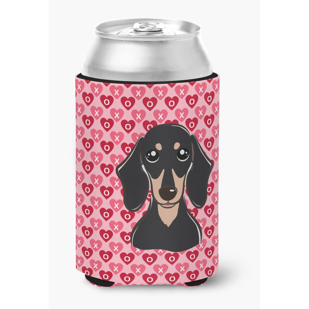 Caroline'S Treasures Smooth Black & Tan Dachshund Hearts Can Or Bottle Hugger, Multicolor