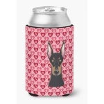 Caroline'S Treasures Doberman Pinscher Hearts Can Or Bottle Hugger, Multicolor