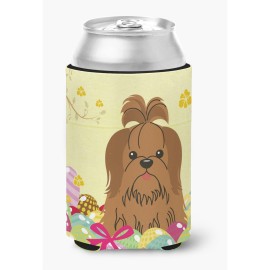 Caroline'S Treasures Easter Eggs Shih Tzu Silver Chocolate Can Or Bottle Hugger, Can Hugger, Multicolor