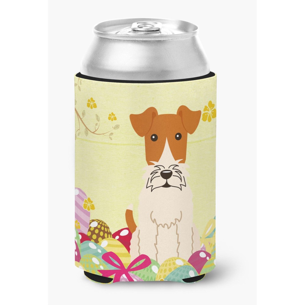 Caroline'S Treasures Easter Eggs Wire Fox Terrier Can Or Bottle Hugger, Can Hugger, Multicolor