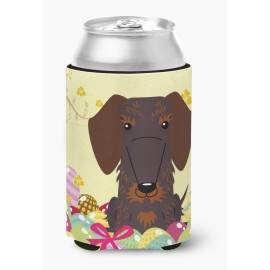 Caroline'S Treasures Easter Eggs Wire Haired Dachshund Chocolate Can Or Bottle Hugger, Can Hugger, Multicolor