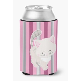 Caroline'S Treasures Kitten Cat Pink & Gray Can Or Bottle Hugger, Can Hugger, Multicolor