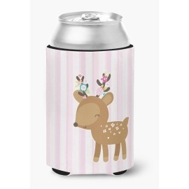 Caroline'S Treasures Deer In Pink Stripes Can Or Bottle Hugger, Can Hugger, Multicolor