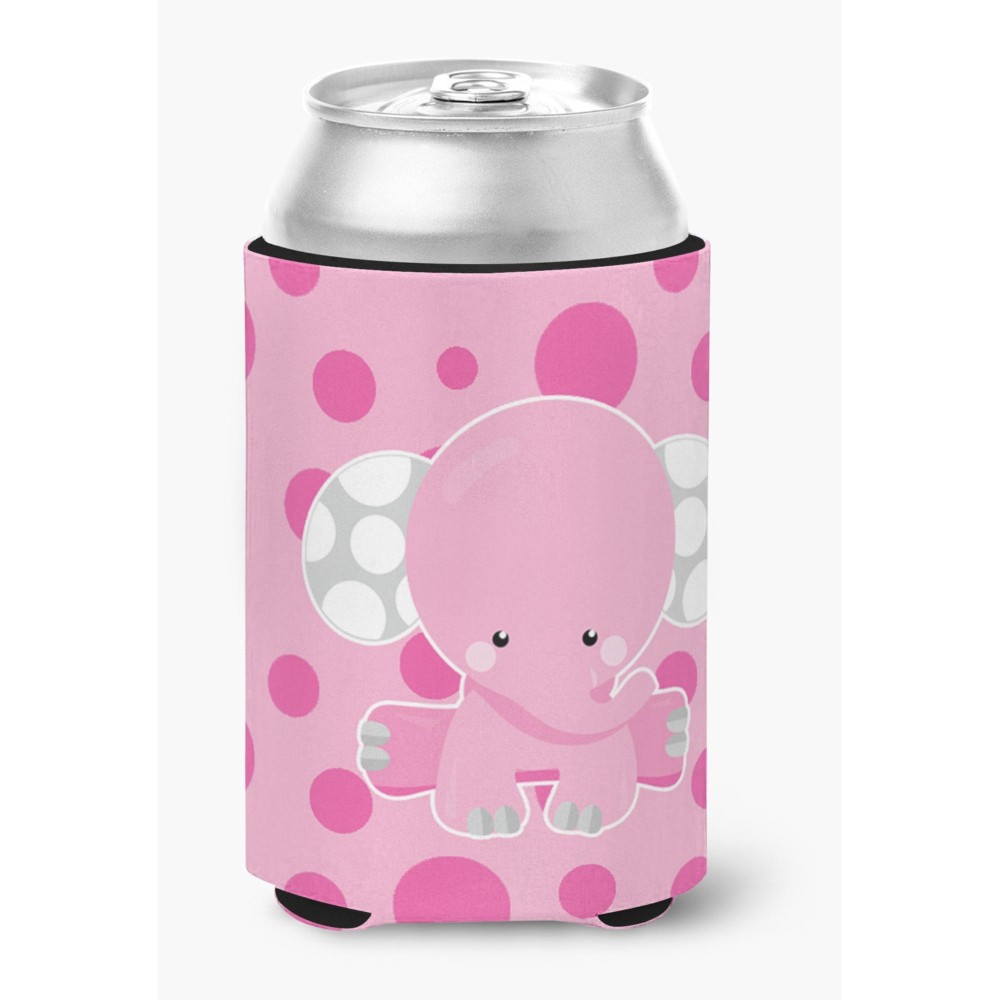 Caroline'S Treasures Elephant With Pink Polkadots Can Or Bottle Hugger, Can Hugger, Multicolor