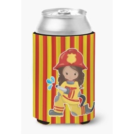 Caroline'S Treasures Fireman Girl Can Or Bottle Hugger, Can Hugger, Multicolor