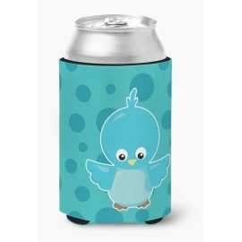 Caroline'S Treasures Bird On Blue Polkadots Can Or Bottle Hugger, Can Hugger, Multicolor