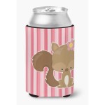 Caroline'S Treasures Squirrel With Flowers Can Or Bottle Hugger, Can Hugger, Multicolor