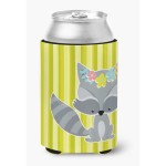 Caroline'S Treasures Raccoon With Flowers Can Or Bottle Hugger, Can Hugger, Multicolor