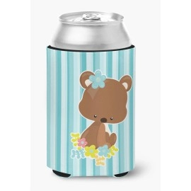 Caroline'S Treasures Bear With Flowers Can Or Bottle Hugger, Can Hugger, Multicolor