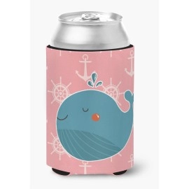 Caroline'S Treasures Whale On Pink Nautical Can Or Bottle Hugger, Can Hugger, Multicolor