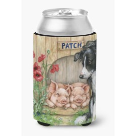 Caroline'S Treasures Cdco0362Cc Patch The Border Collie And Piglet Friends Can Or Bottle Hugger, Multicolor